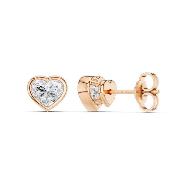 Heart-Cut Bezel-Set Studs Large