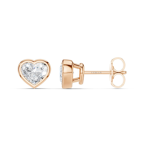 Heart-Cut Bezel-Set Studs Large
