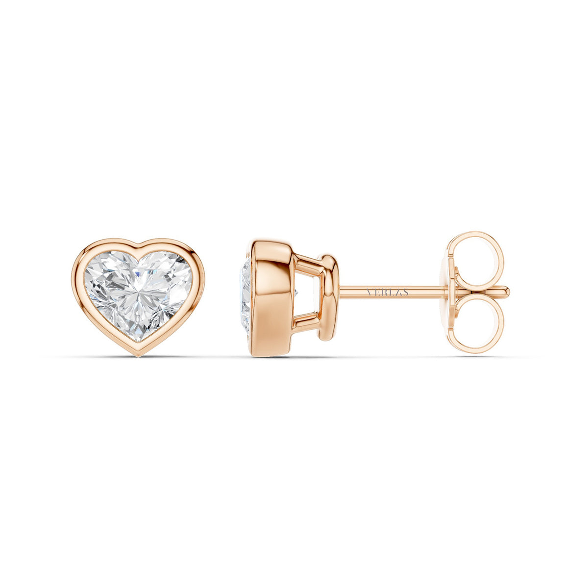 Heart-Cut Bezel-Set Studs Large