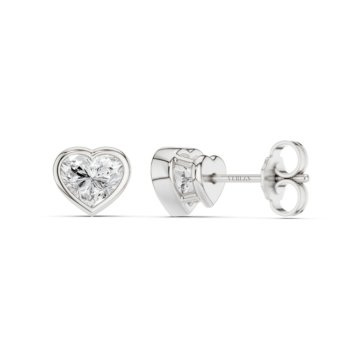 Heart-Cut Bezel-Set Studs Large