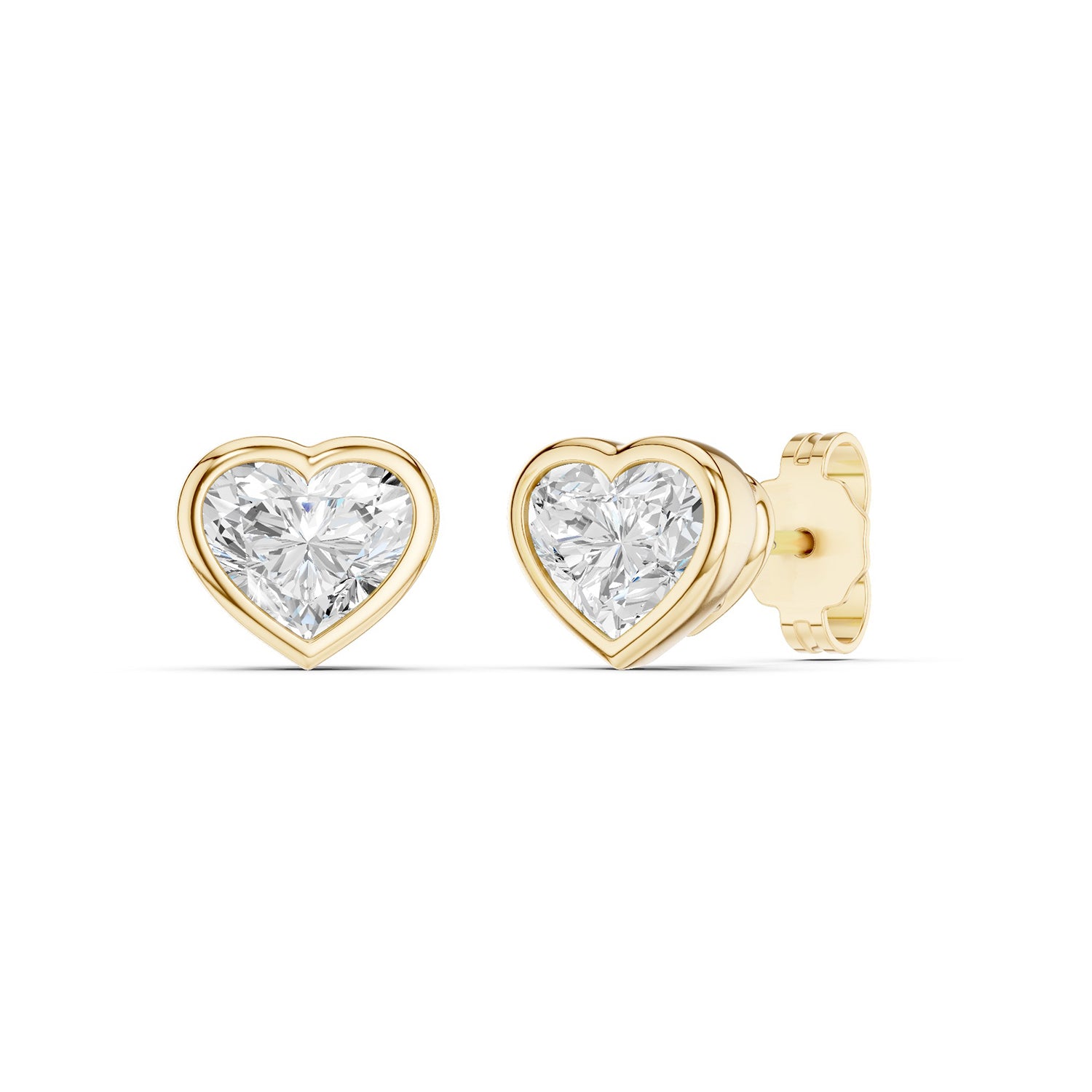 Heart-Cut Bezel-Set Studs Large