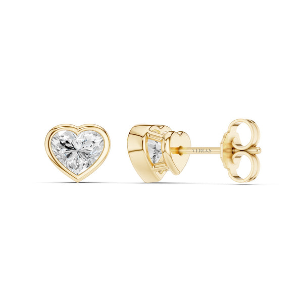 Heart-Cut Bezel-Set Studs Large