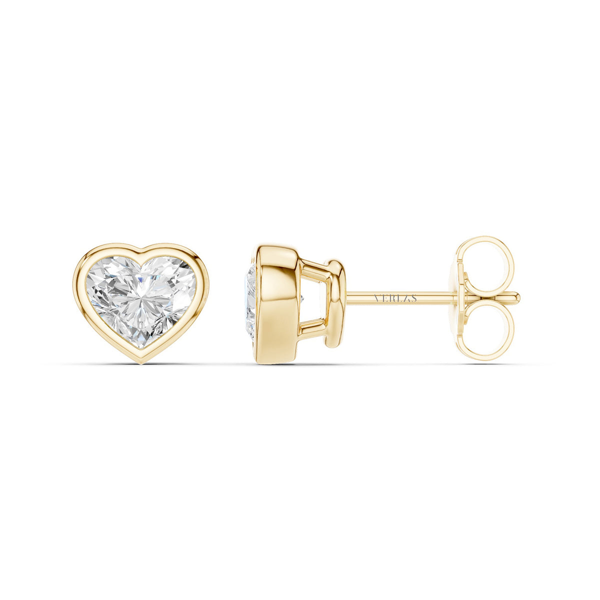 Heart-Cut Bezel-Set Studs Large