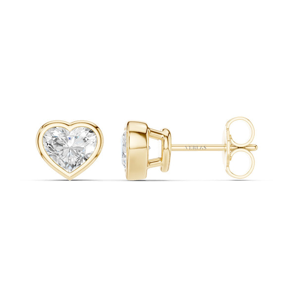 Heart-Cut Bezel-Set Studs Large