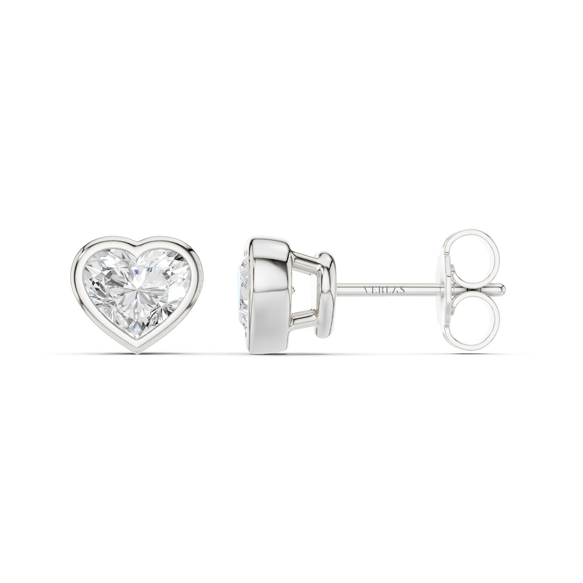 Heart-Cut Bezel-Set Studs Large