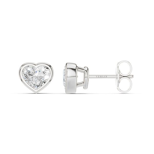Heart-Cut Bezel-Set Studs Large