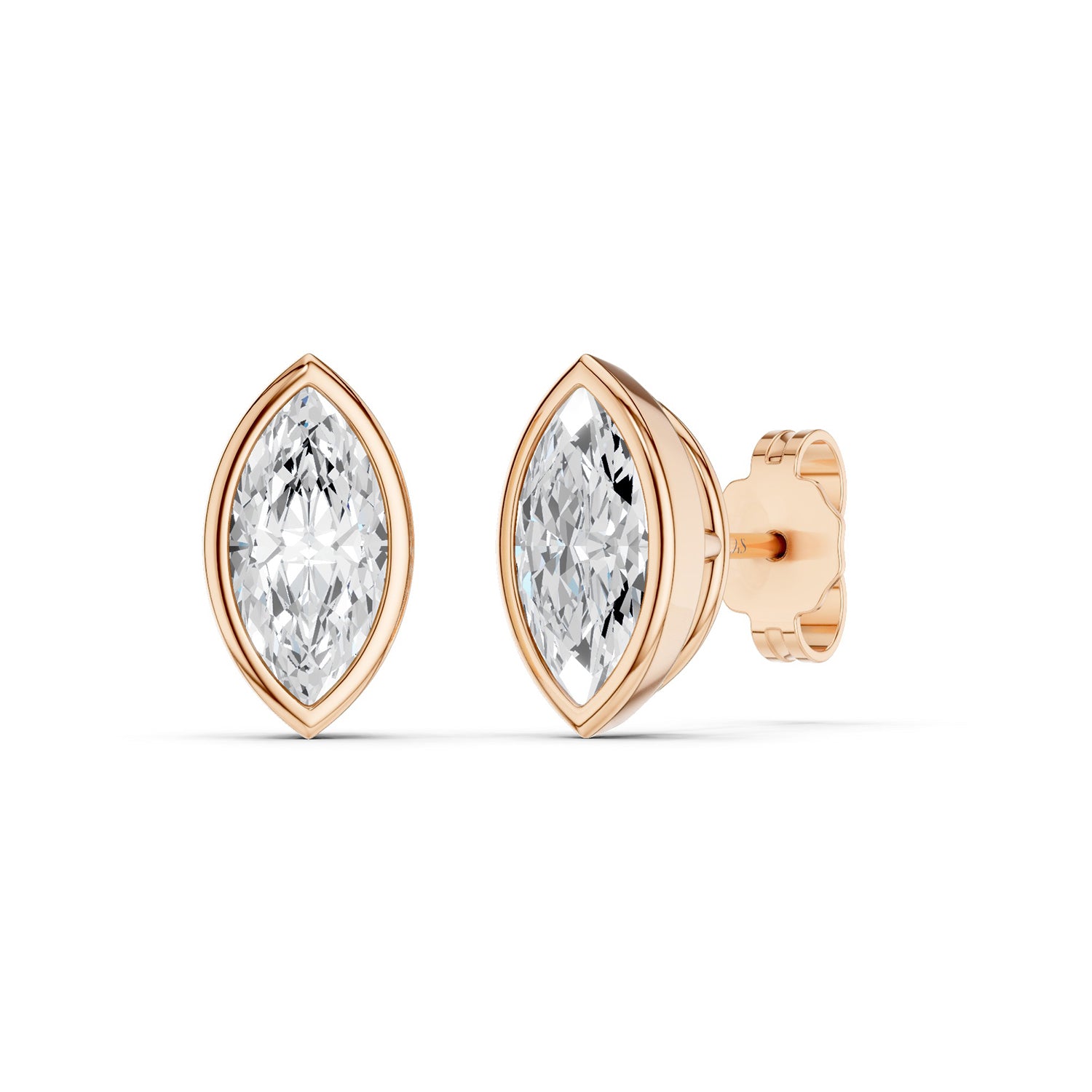 Marquise-Cut Bezel-Set Studs