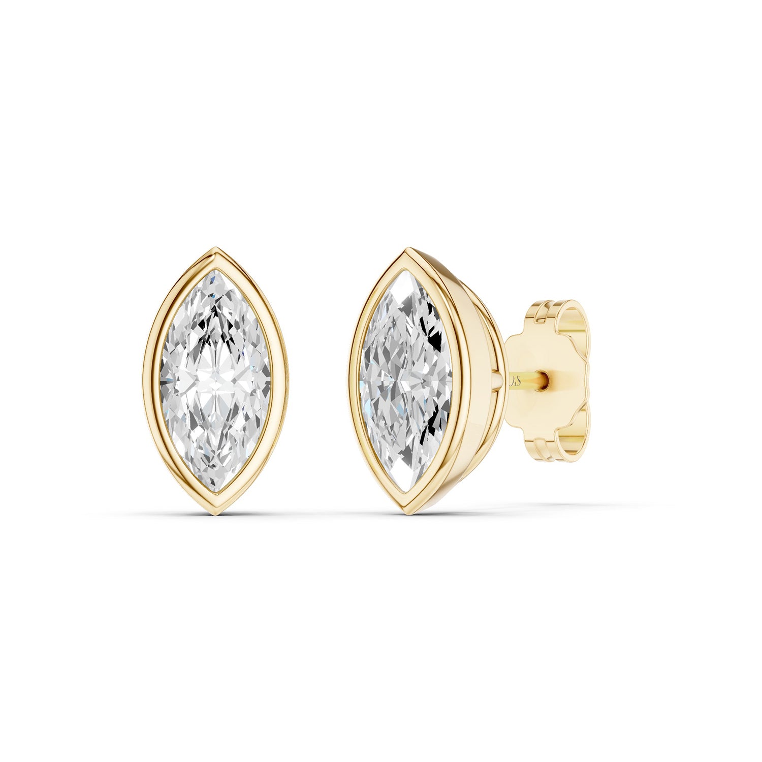 Marquise-Cut Bezel-Set Studs