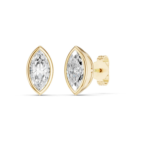 Marquise-Cut Bezel-Set Studs