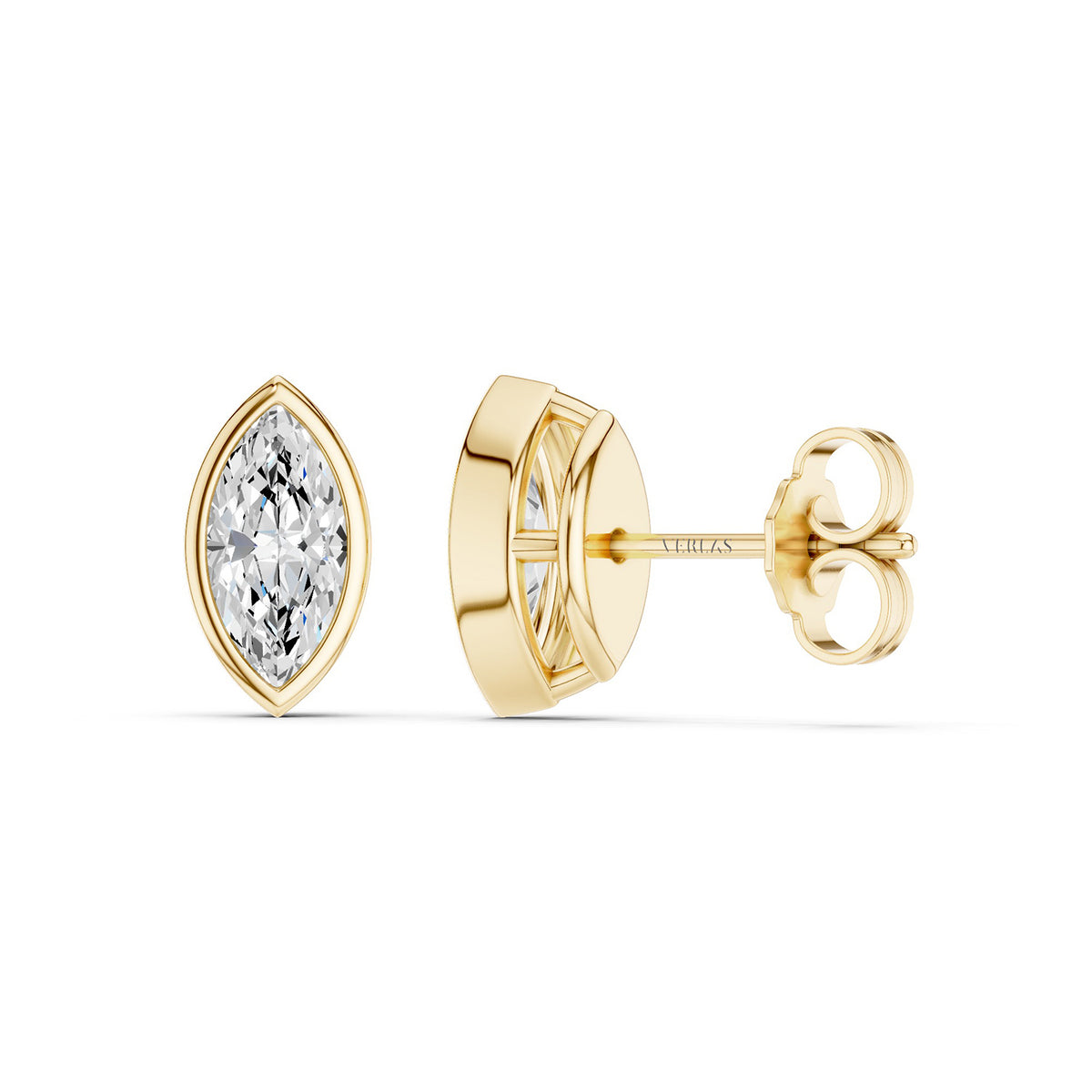 Marquise-Cut Bezel-Set Studs