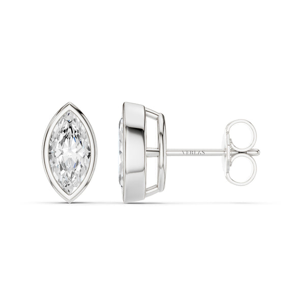 Marquise-Cut Bezel-Set Studs