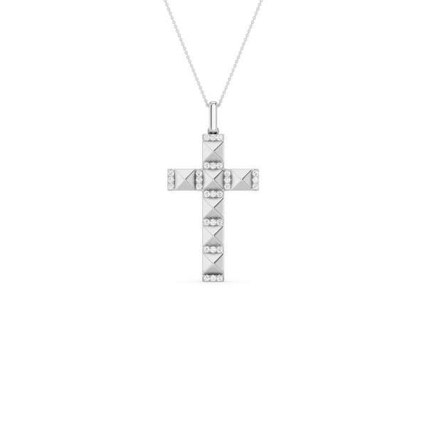 Pyramid Cross Diamond Pendant Necklace