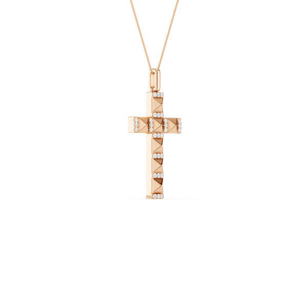 Pyramid Cross Diamond Pendant Necklace