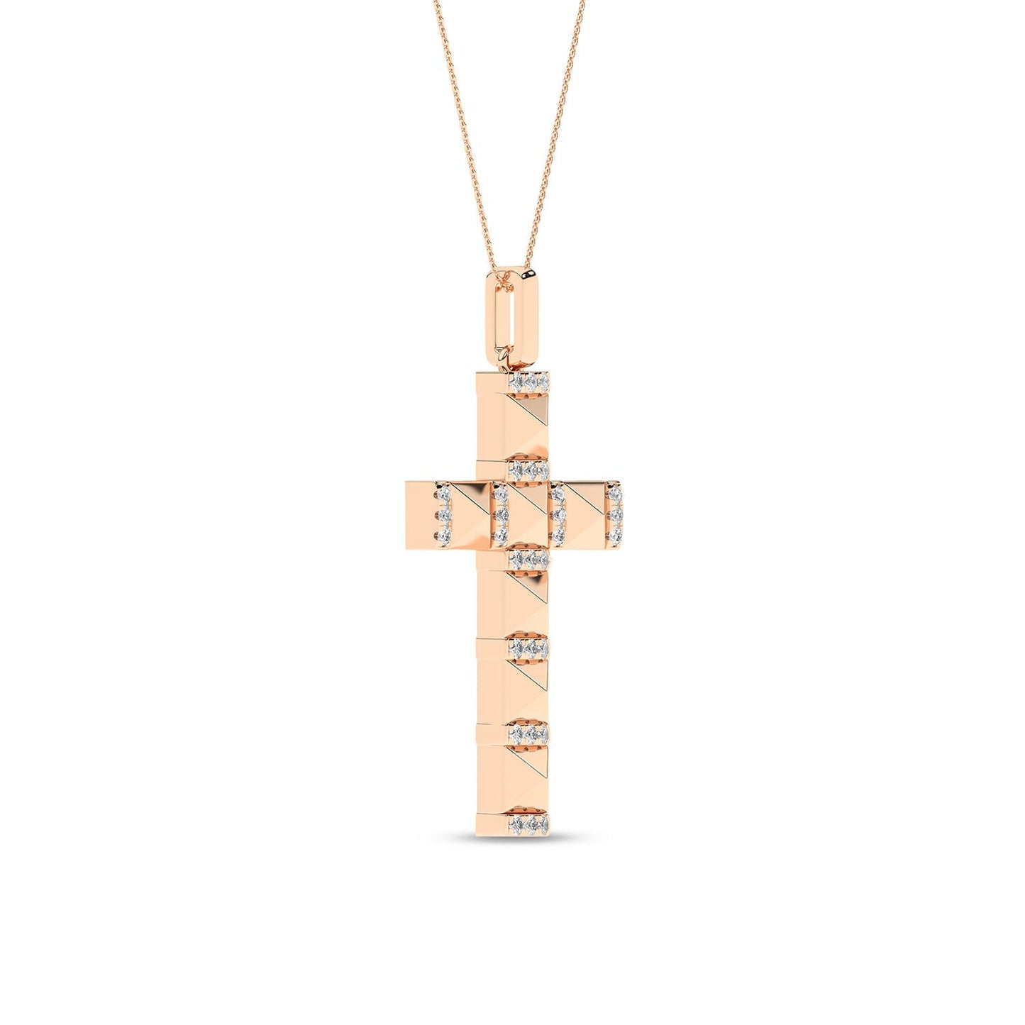Pyramid Cross Diamond Pendant Necklace