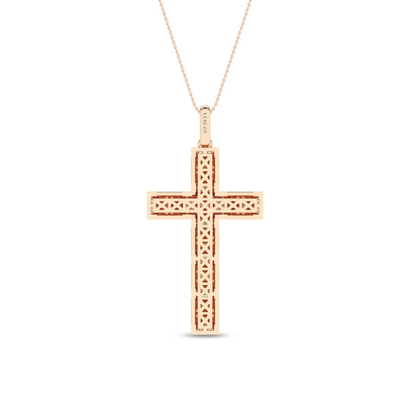 Pyramid Cross Diamond Pendant Necklace