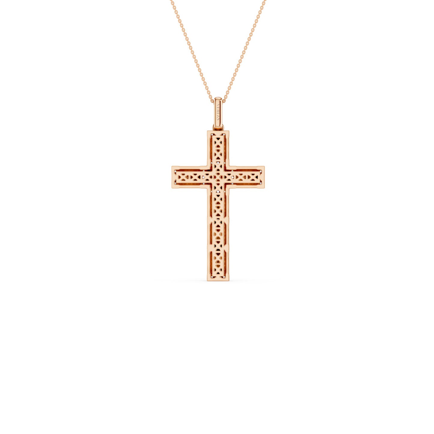Pyramid Cross Diamond Pendant Necklace