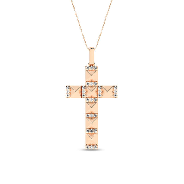 Pyramid Cross Diamond Pendant Necklace