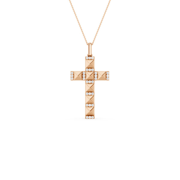 Pyramid Cross Diamond Pendant Necklace