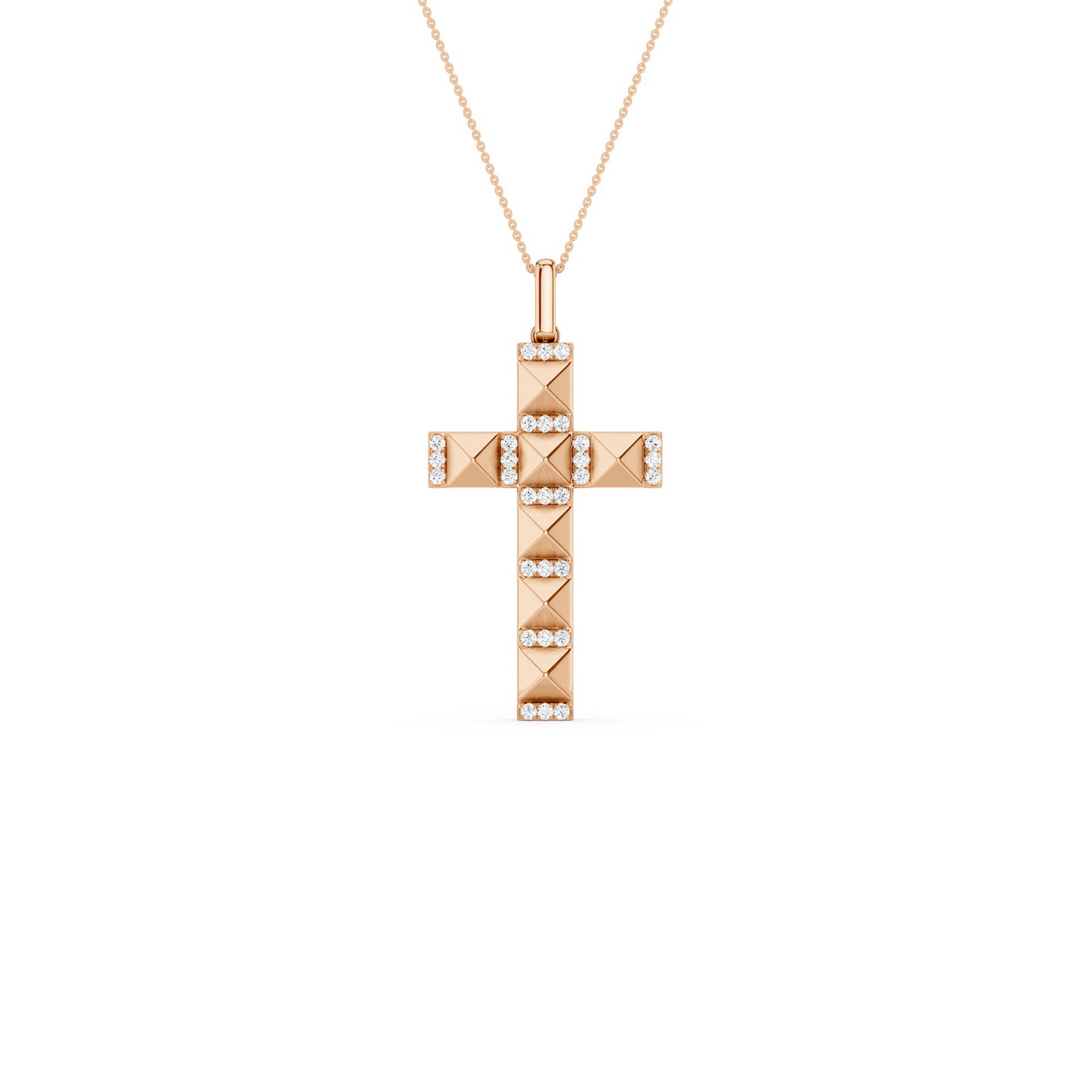 Pyramid Cross Diamond Pendant Necklace