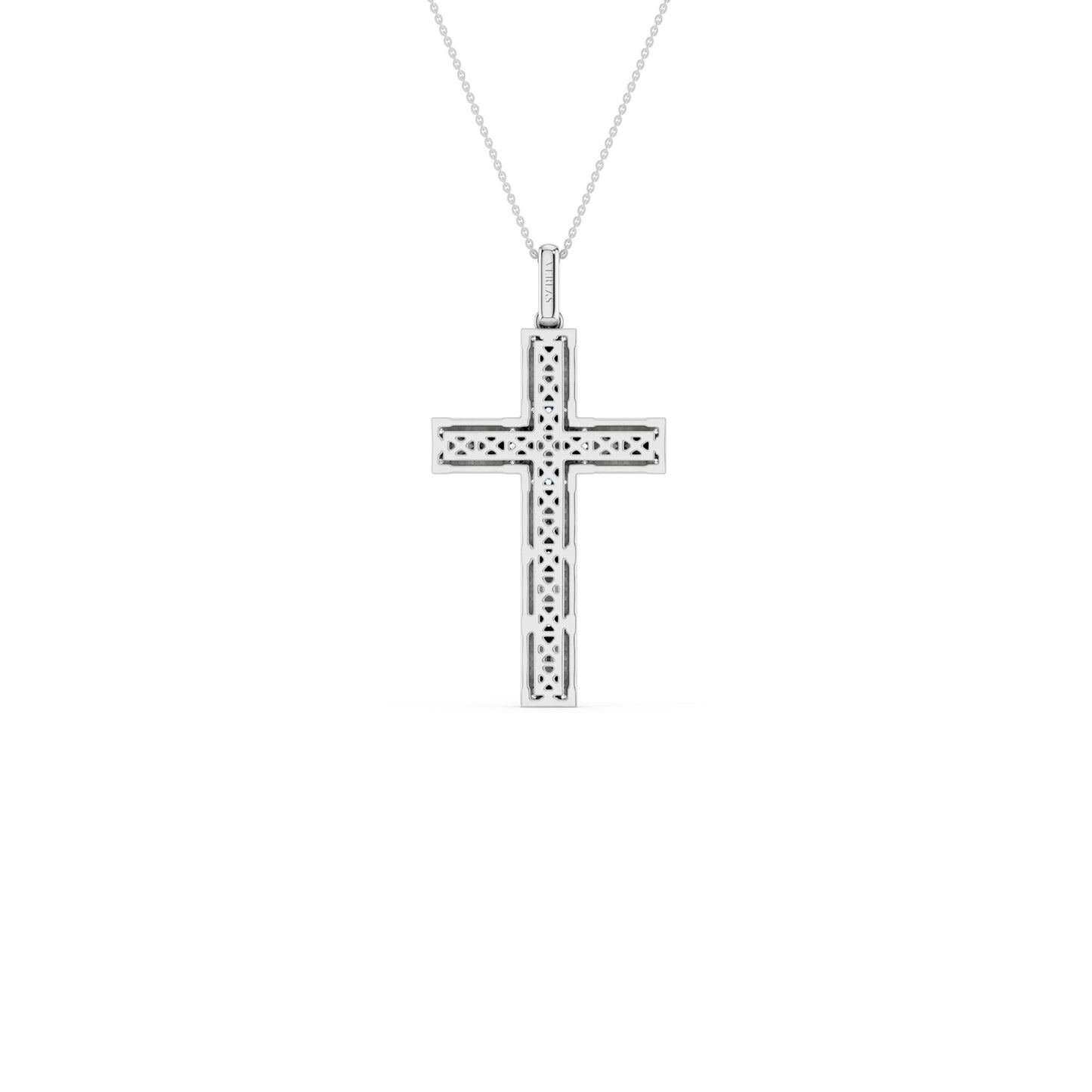 Pyramid Cross Diamond Pendant Necklace
