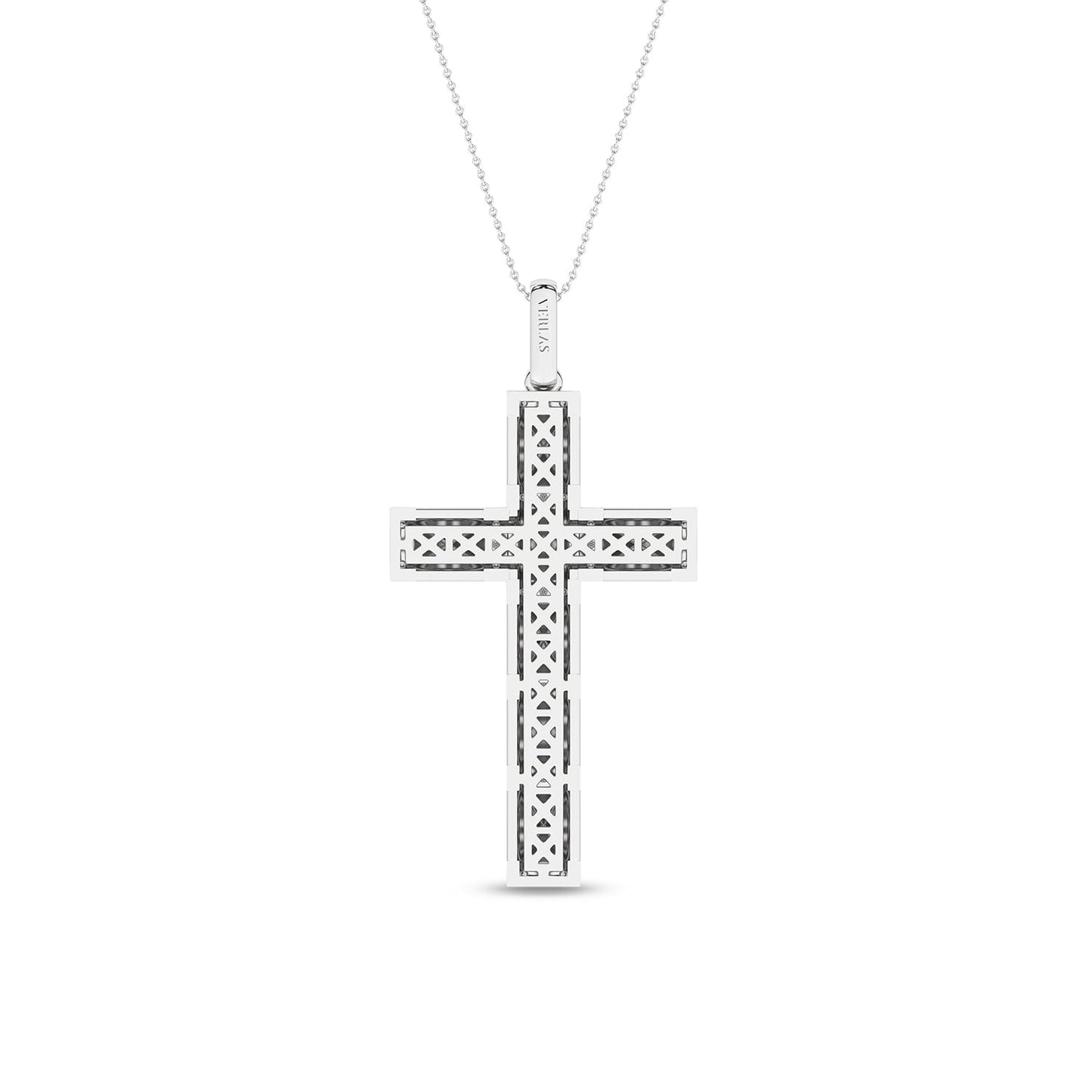 Pyramid Cross Diamond Pendant Necklace