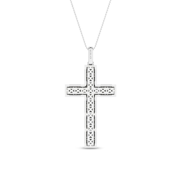 Pyramid Cross Diamond Pendant Necklace