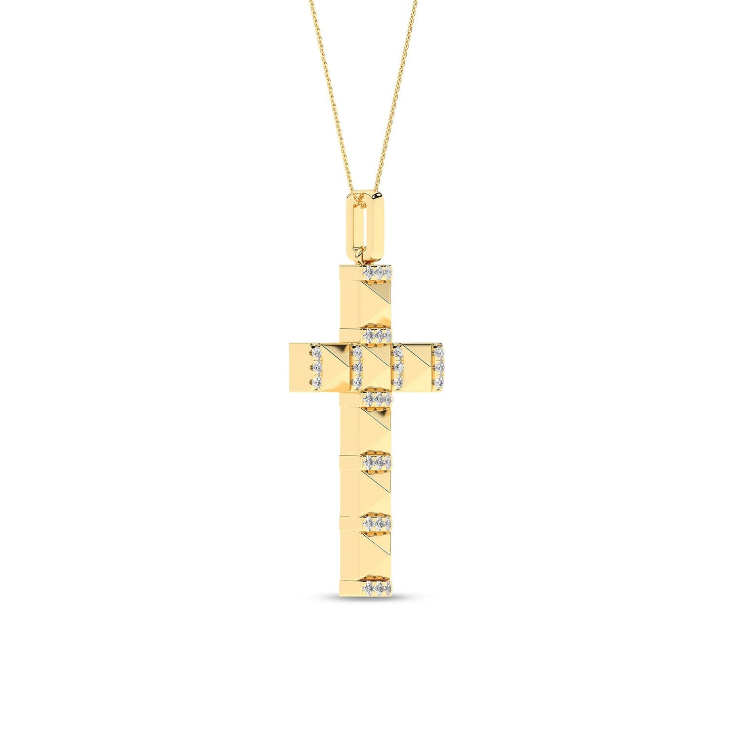 Pyramid Cross Diamond Pendant Necklace