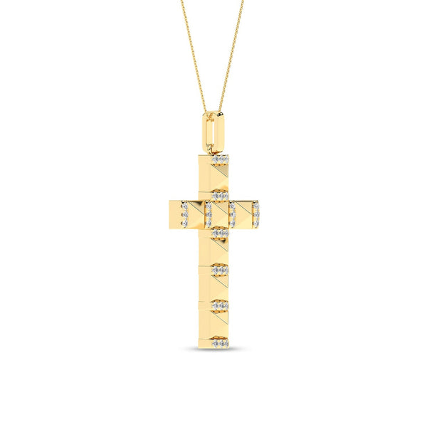 Pyramid Cross Diamond Pendant Necklace