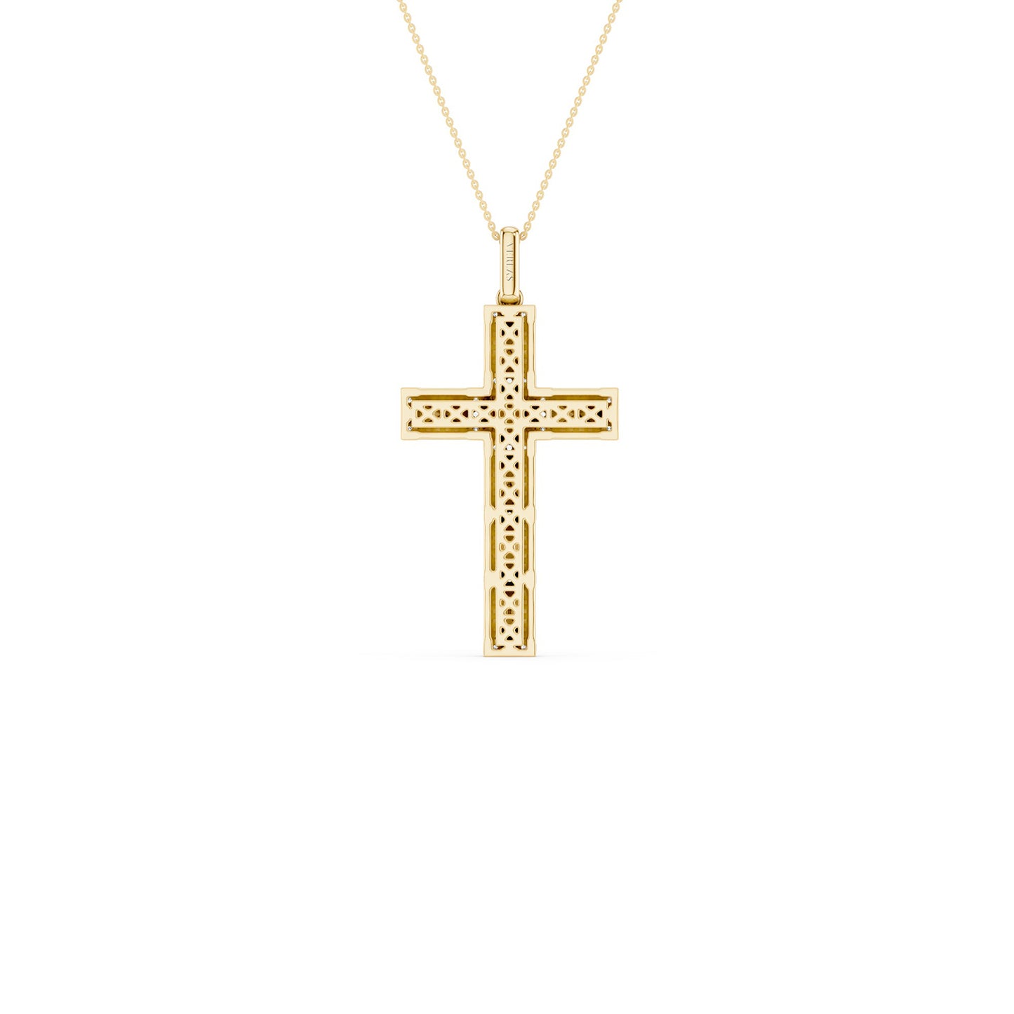 Pyramid Cross Diamond Pendant Necklace