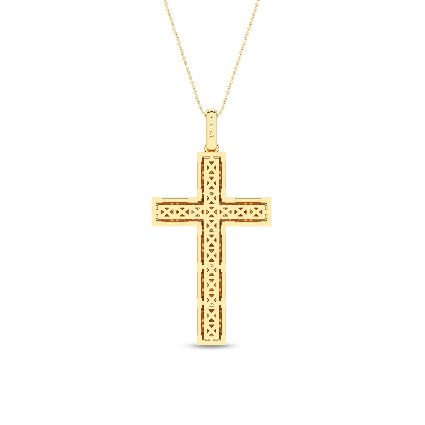 Pyramid Cross Diamond Pendant Necklace
