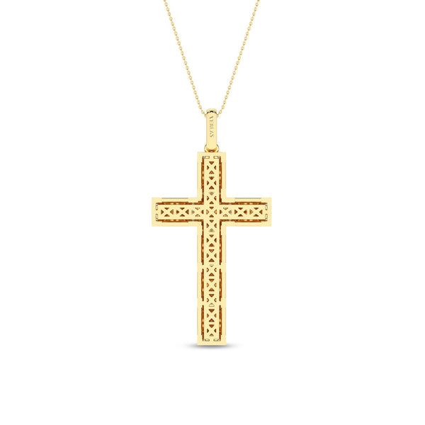 Pyramid Cross Diamond Pendant Necklace