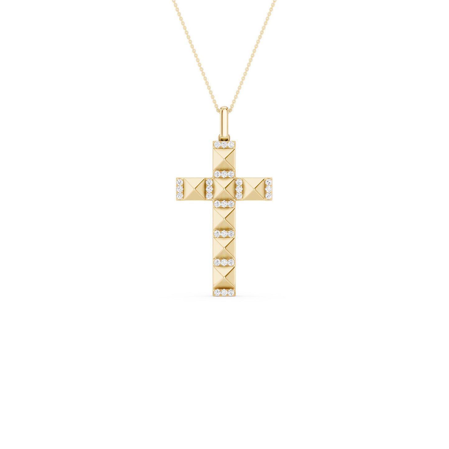 Pyramid Cross Diamond Pendant Necklace