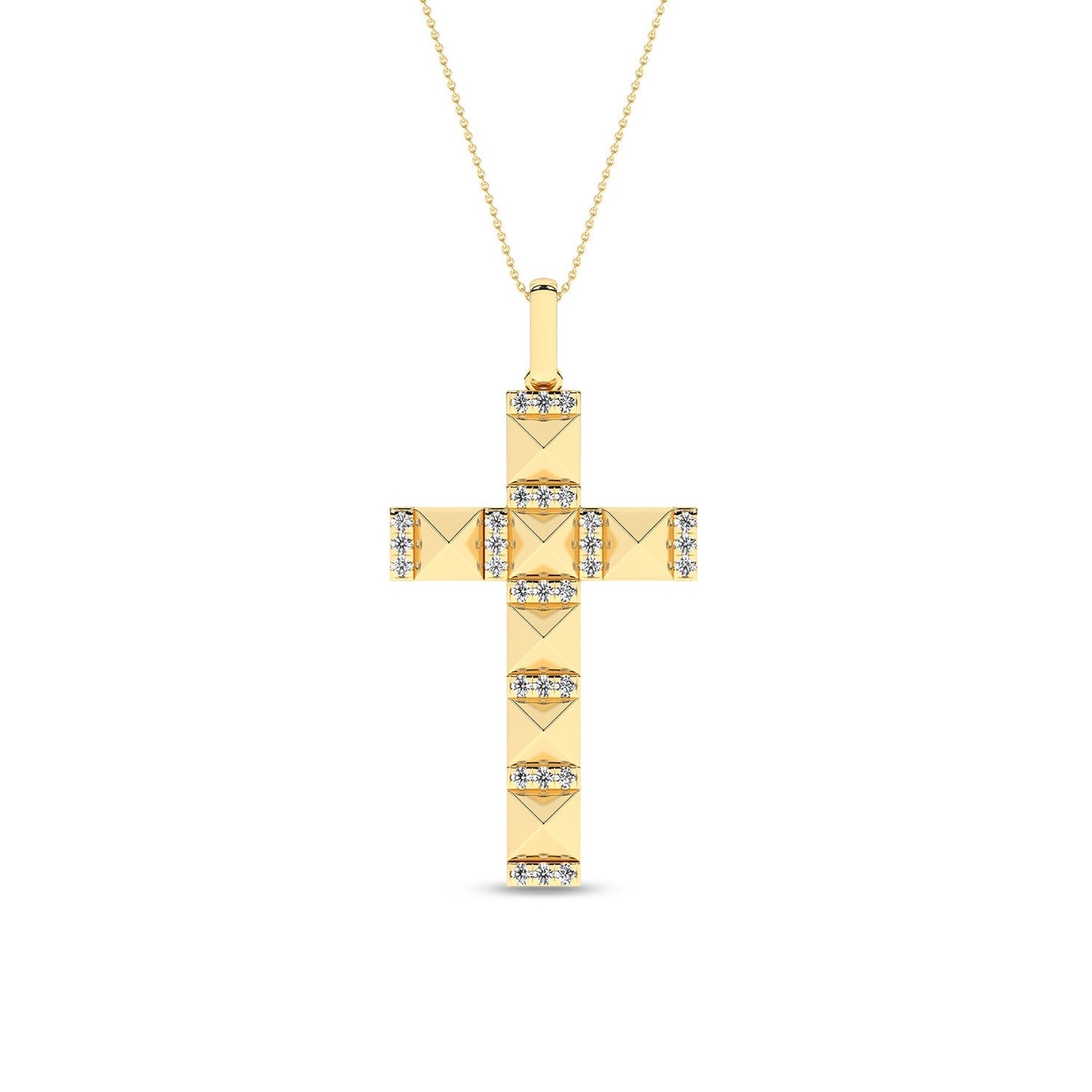 Pyramid Cross Diamond Pendant Necklace