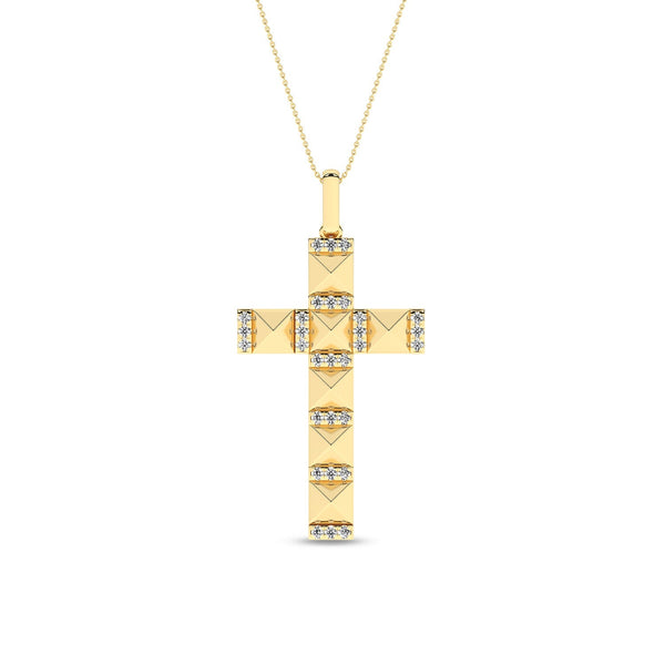 Pyramid Cross Diamond Pendant Necklace