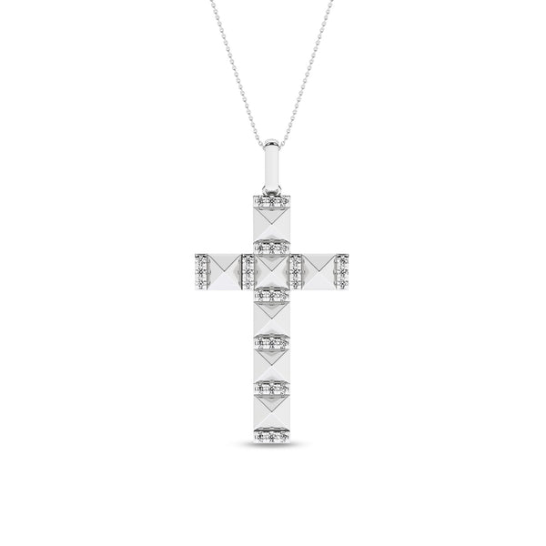 Pyramid Cross Diamond Pendant Necklace