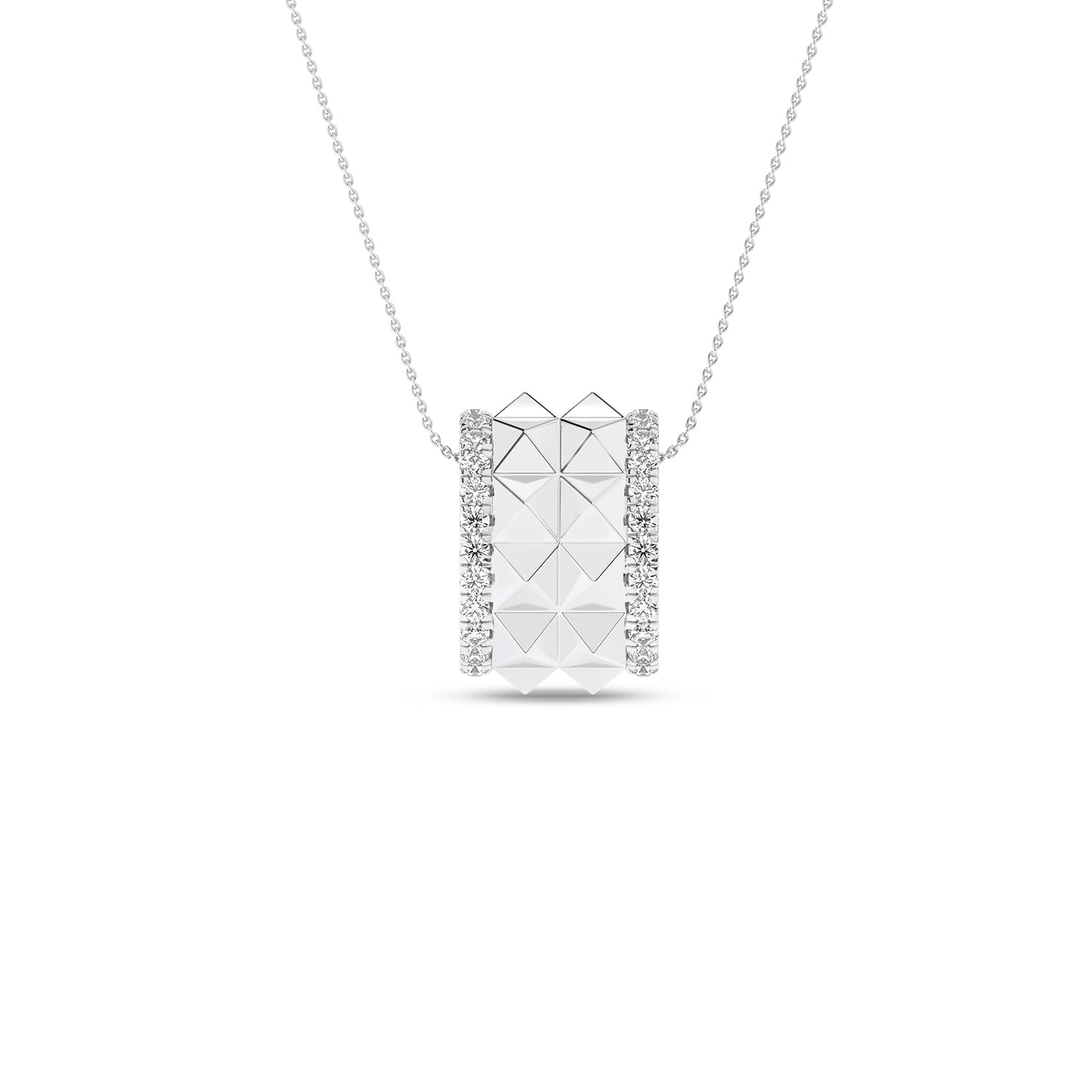 Two-Tier Pyramid Diamond Pendant Necklace