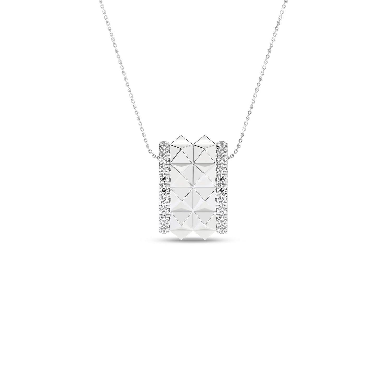 Two-Tier Pyramid Diamond Pendant Necklace