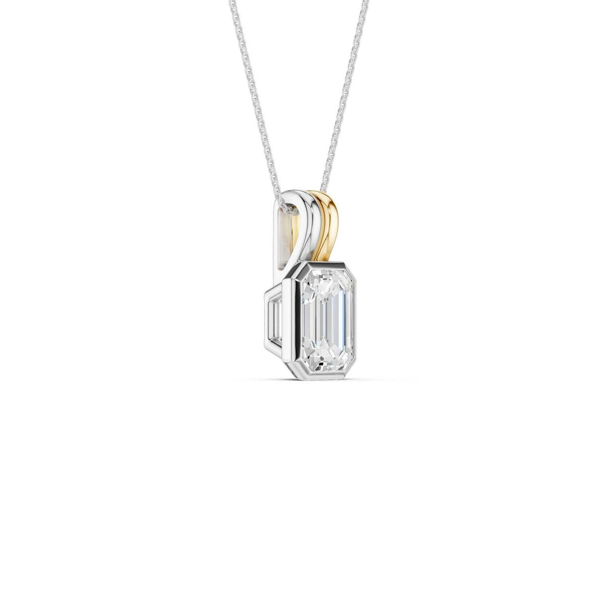 Coupled Emerald Bezel Solitaire Pendant