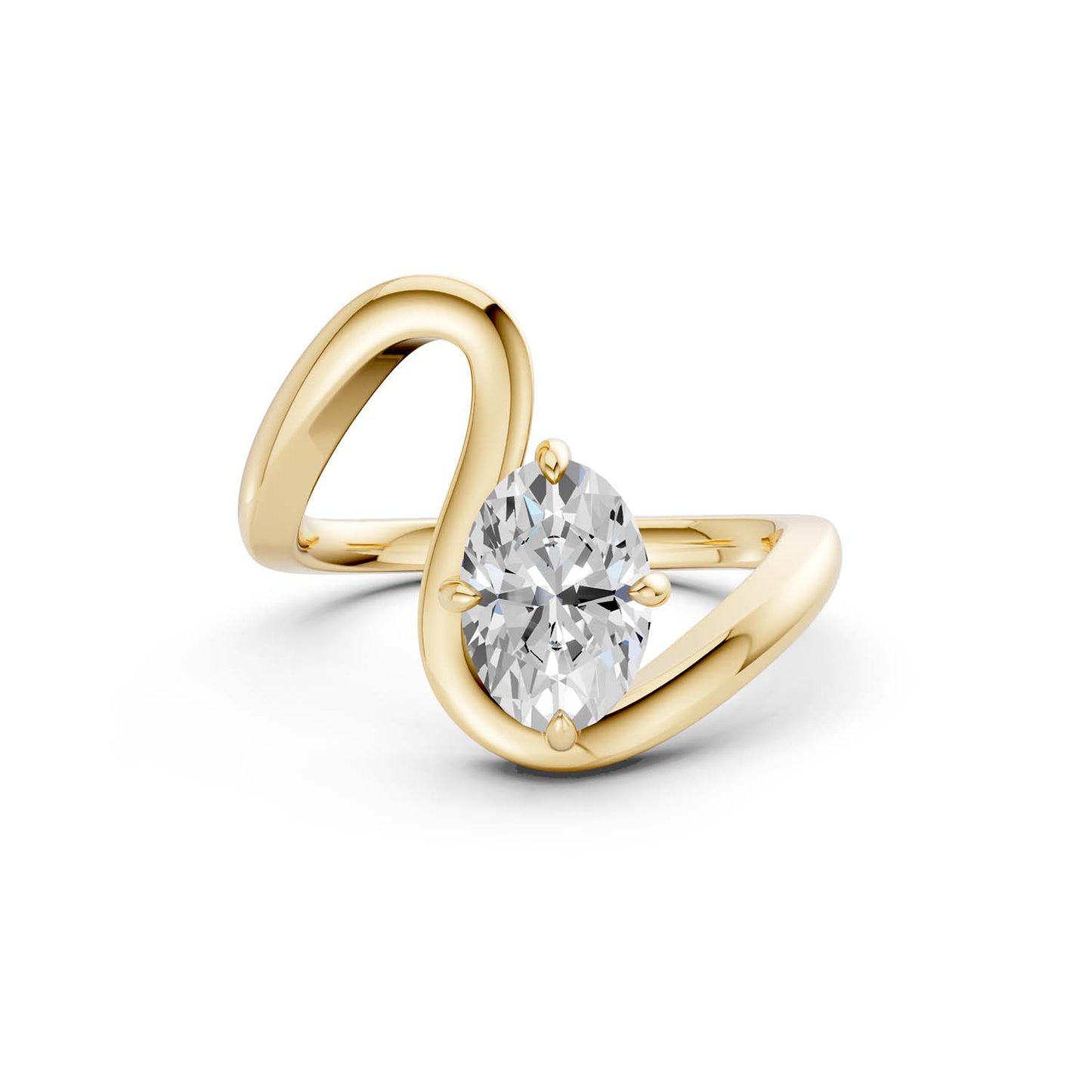 Curved Shank Oval-Cut Ring