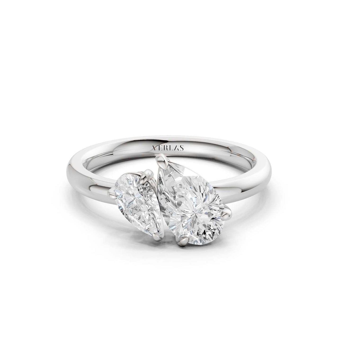 Asymmetrical Pear Toi-et-Moi Ring