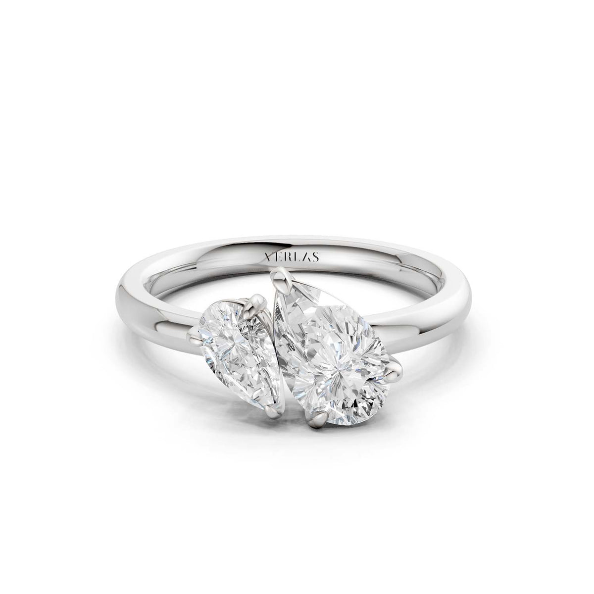 Asymmetrical Pear Toi-et-Moi Ring