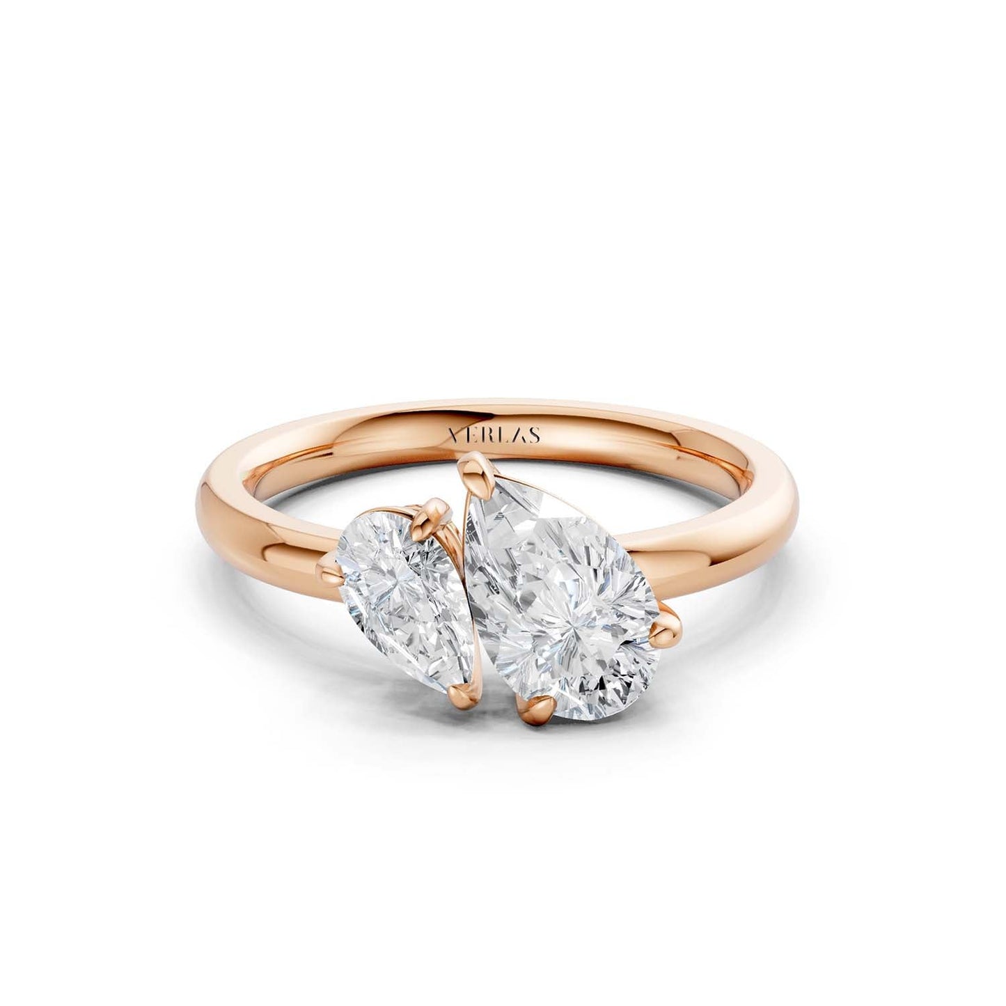 Asymmetrical Pear Toi-et-Moi Ring