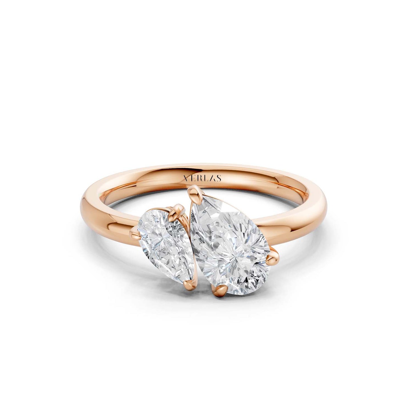 Asymmetrical Pear Toi-et-Moi Ring