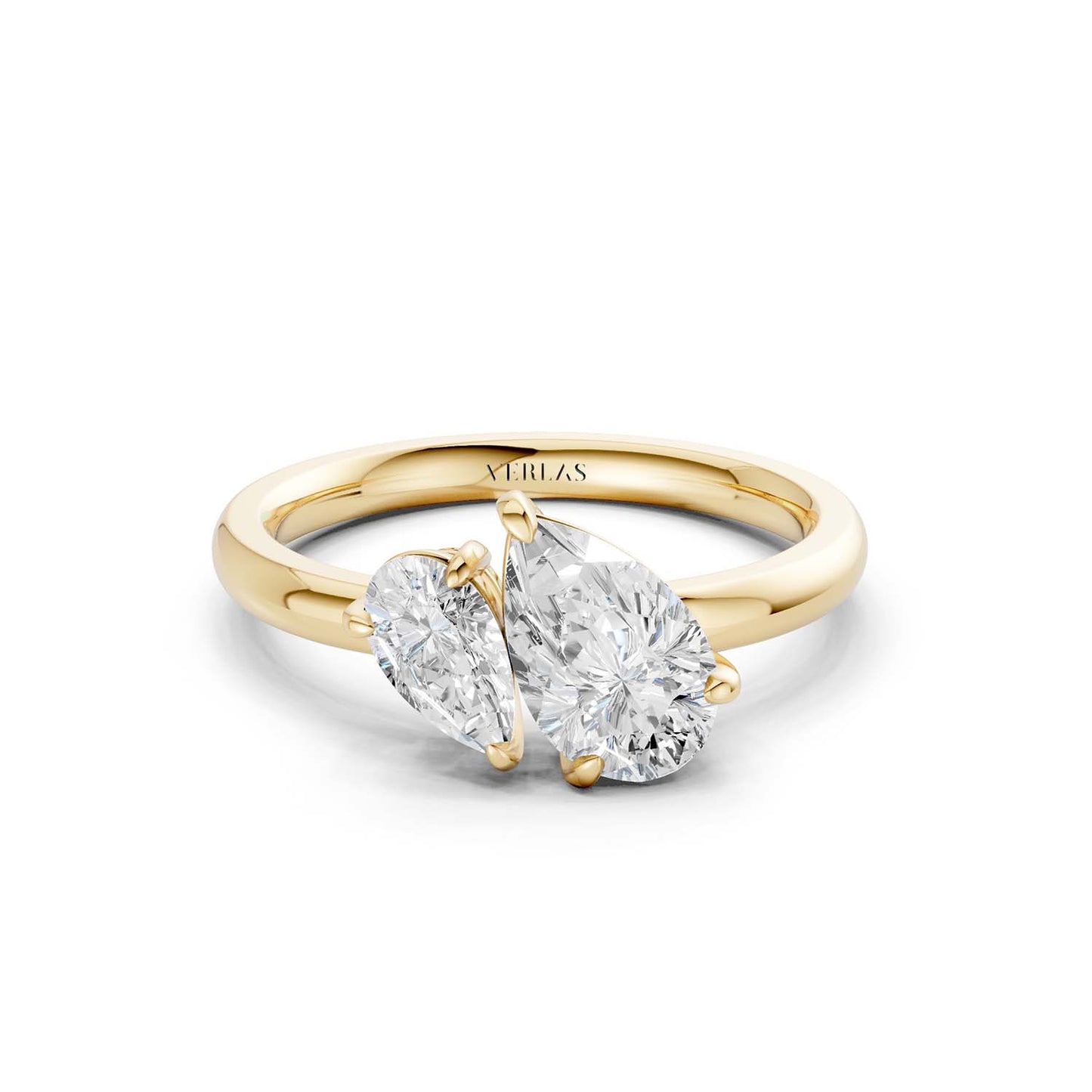 Asymmetrical Pear Toi-et-Moi Ring