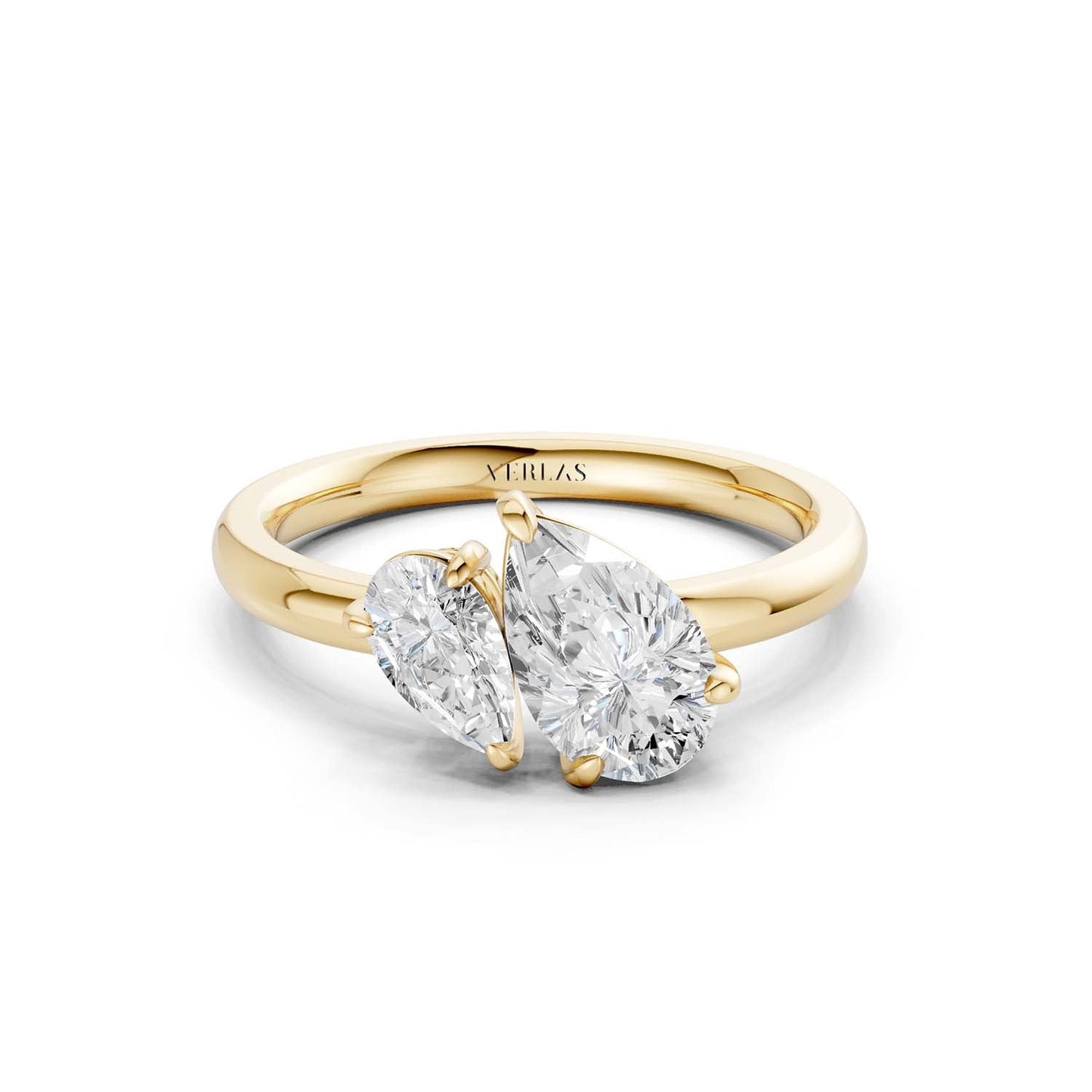 Asymmetrical Pear Toi-et-Moi Ring