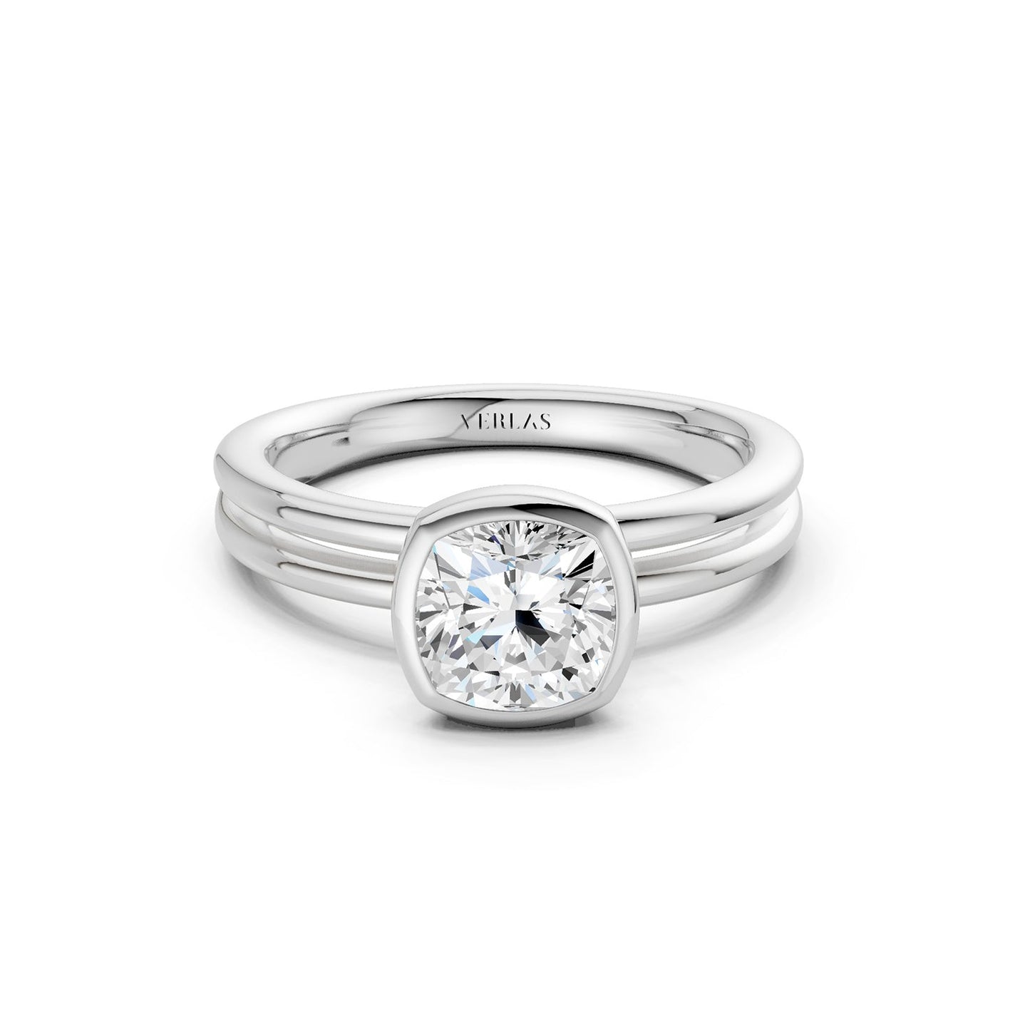 Coupled Cushion Bezel Solitaire Ring