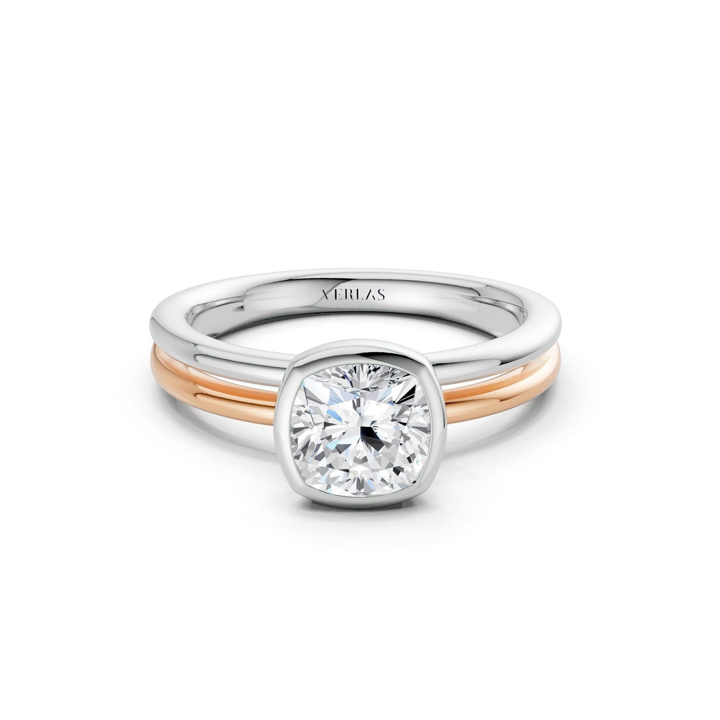 Coupled Cushion Bezel Solitaire Ring