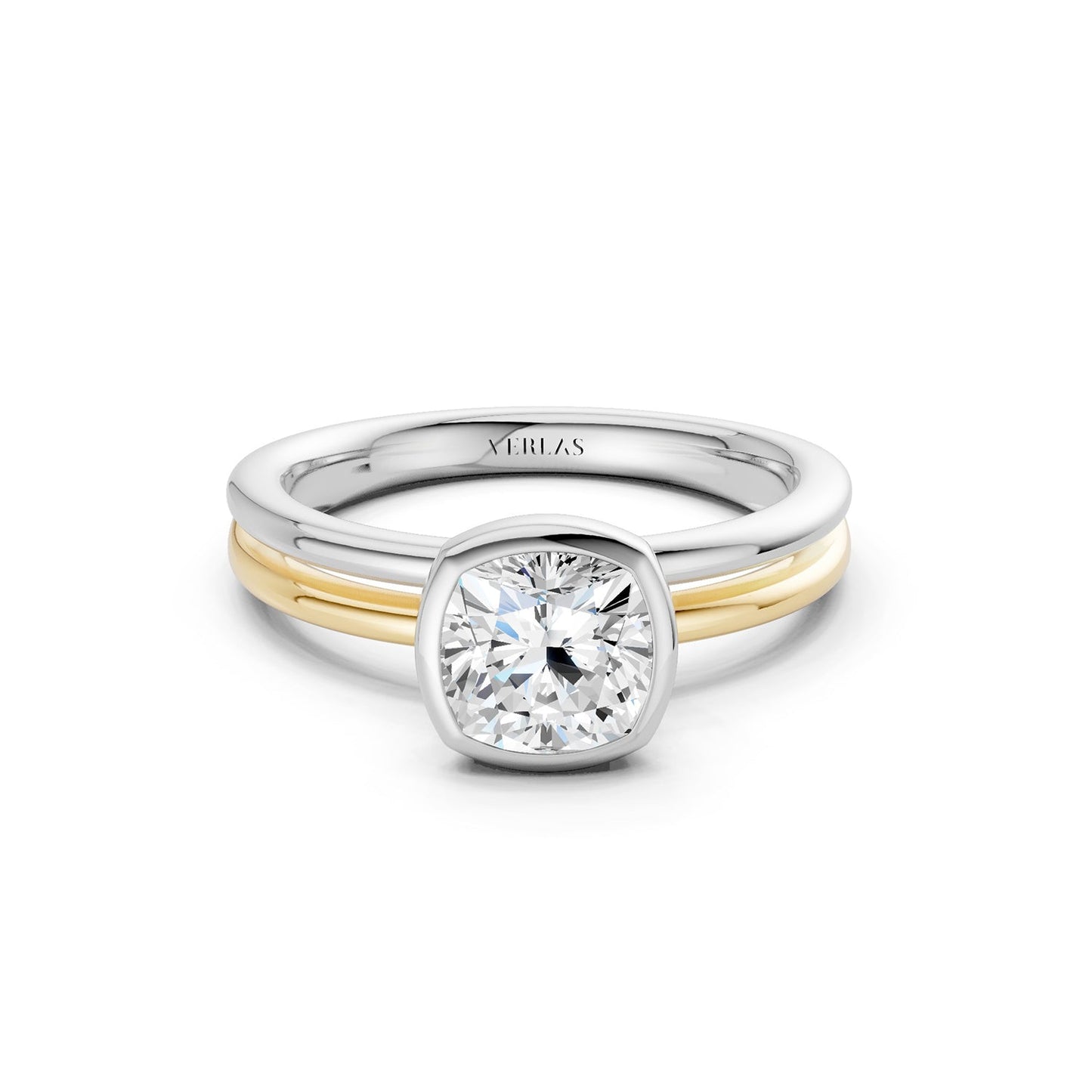Coupled Cushion Bezel Solitaire Ring