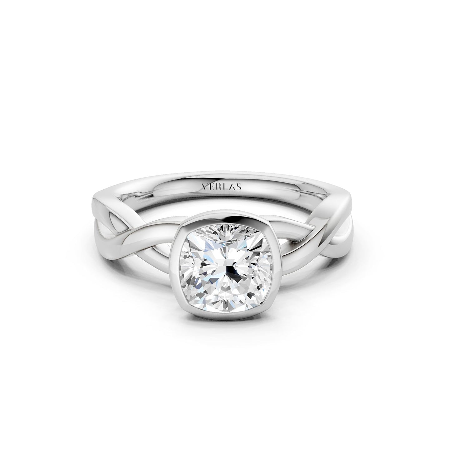 Twisted Cushion Bezel Solitaire Ring