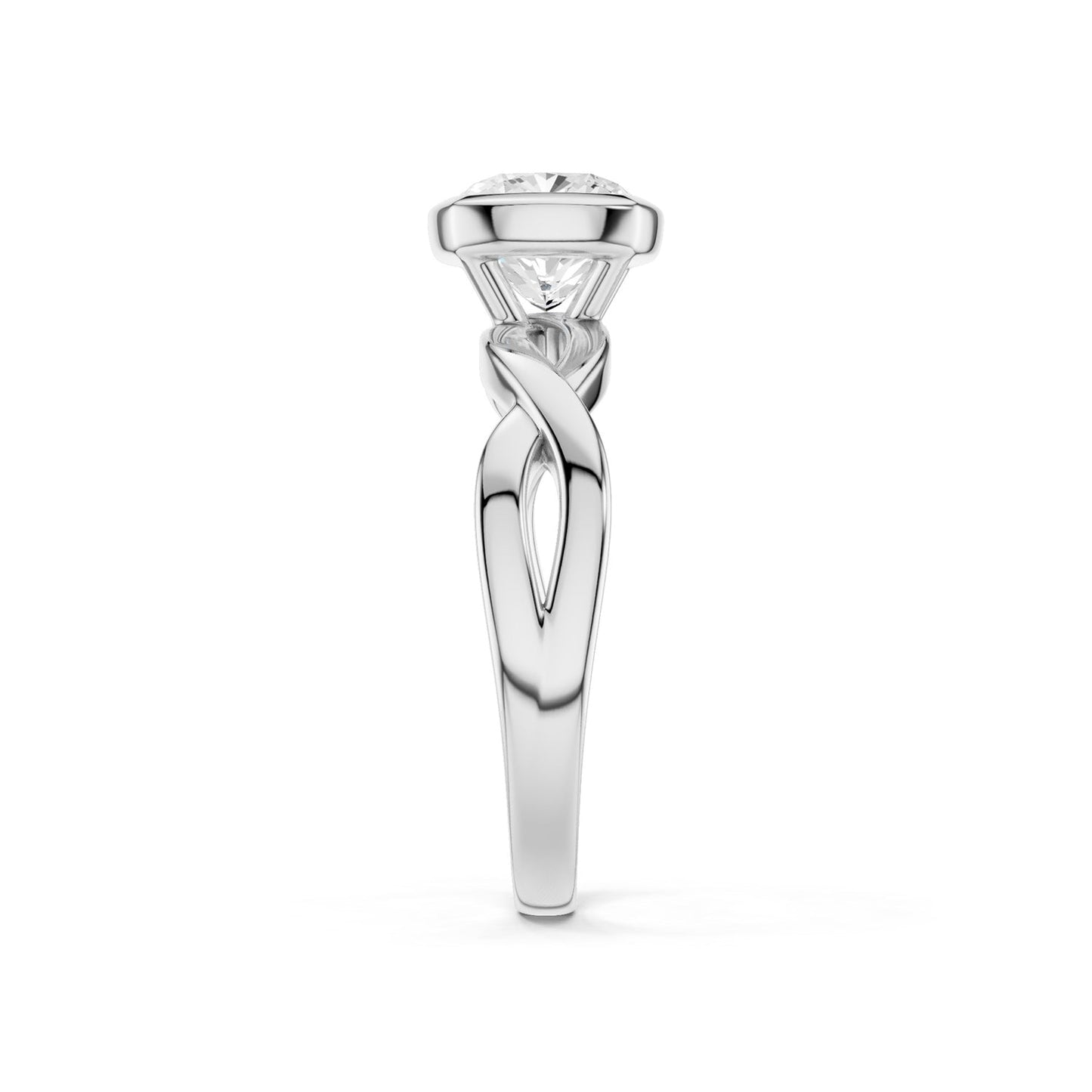 Twisted Cushion Bezel Solitaire Ring